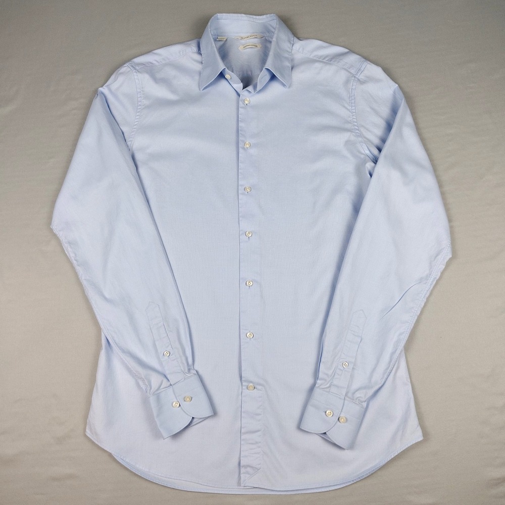 SuitSupply Mens 16.5 42L Blue Egyptian Cotton Albini 1876 Tailored Fit Shirt